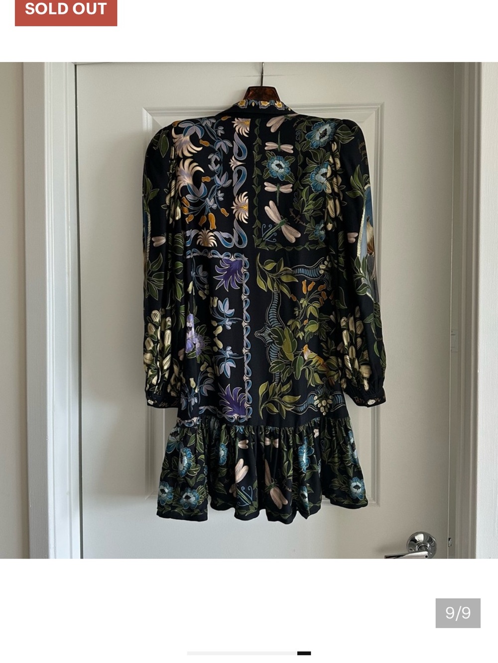 Farm Rio Black Winter Garden Mini Dress Long Sleeves - Picture 9 of 13